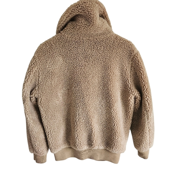Aritzia Wilfred Free Tan Teddy Sherpa Long Sleeve Bomber Jacket Size XXS - Picture 2 of 16